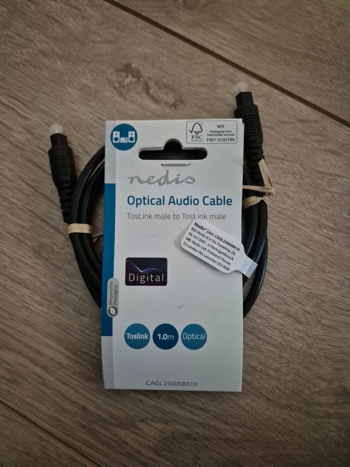 Nedis Optische Audiokabel TosLink 1.0m, Audio, Tv en Foto, Audiokabels en Televisiekabels, Ophalen of Verzenden, Nieuw, Minder dan 2 meter
