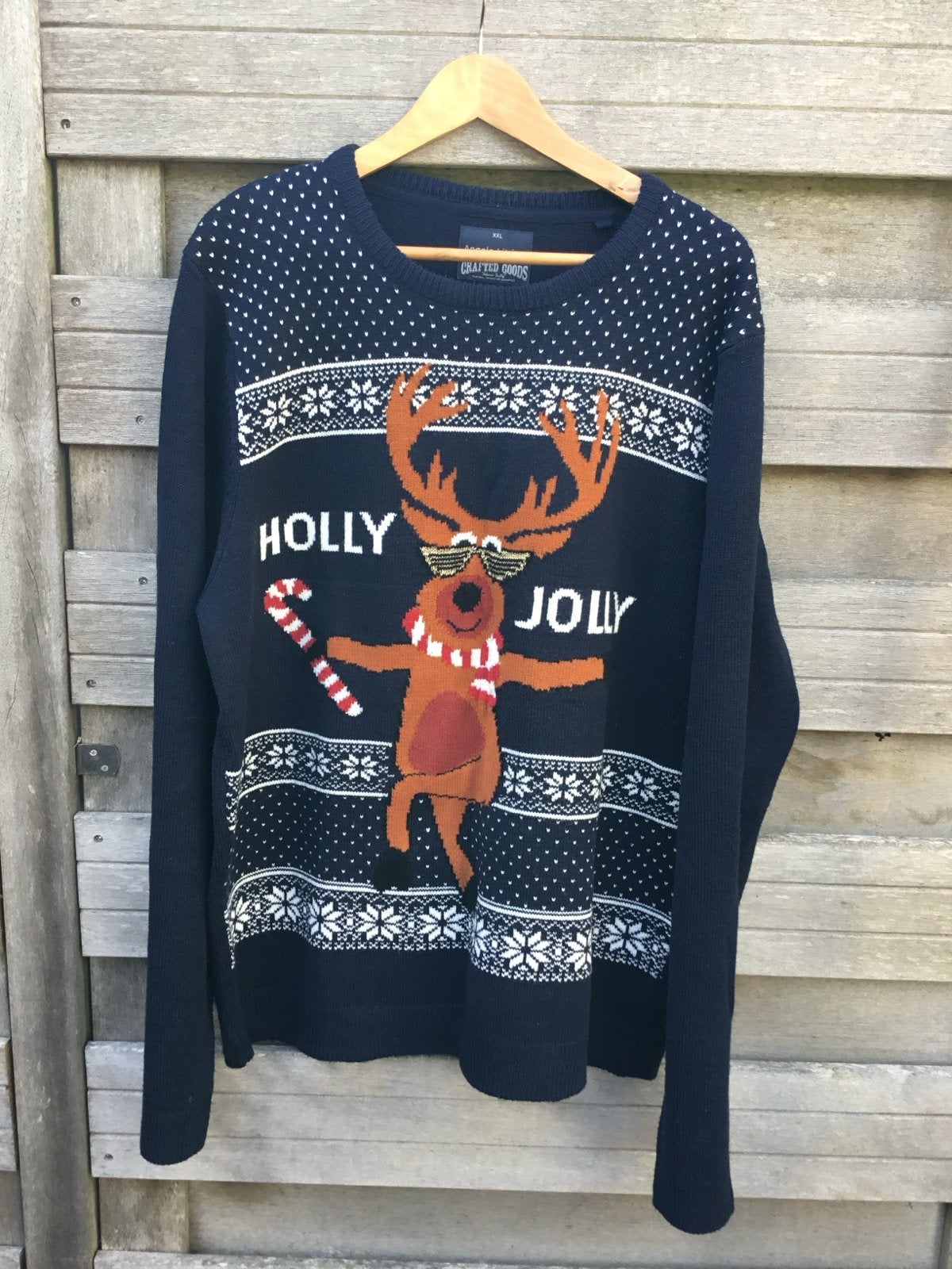 Kersttrui met rendier - Holly Jolly - Maat XXL, Kleding | Heren, Ophalen of Verzenden, Zo goed als nieuw, Maat 56/58 (XL), Blauw