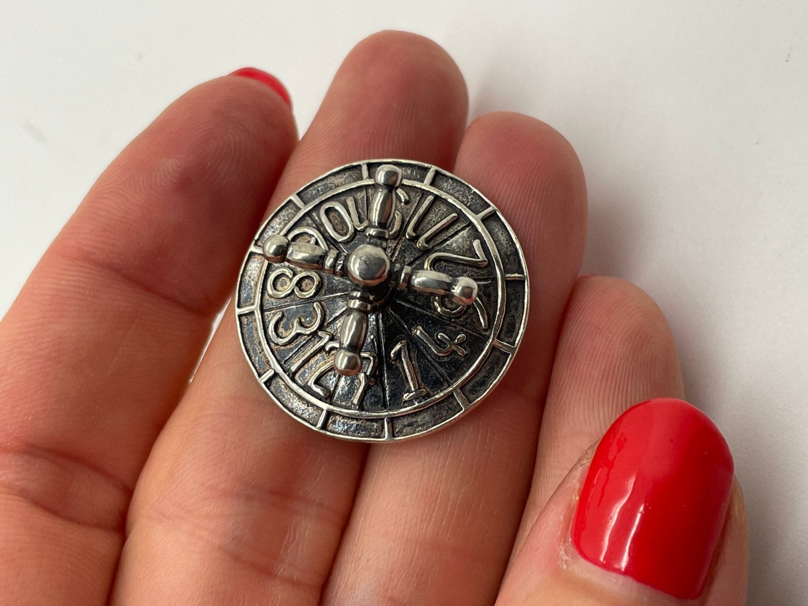 F35 Prachtige zilveren miniatuur van een roulette tafel, Antiek en Kunst, Ophalen of Verzenden, Zilver