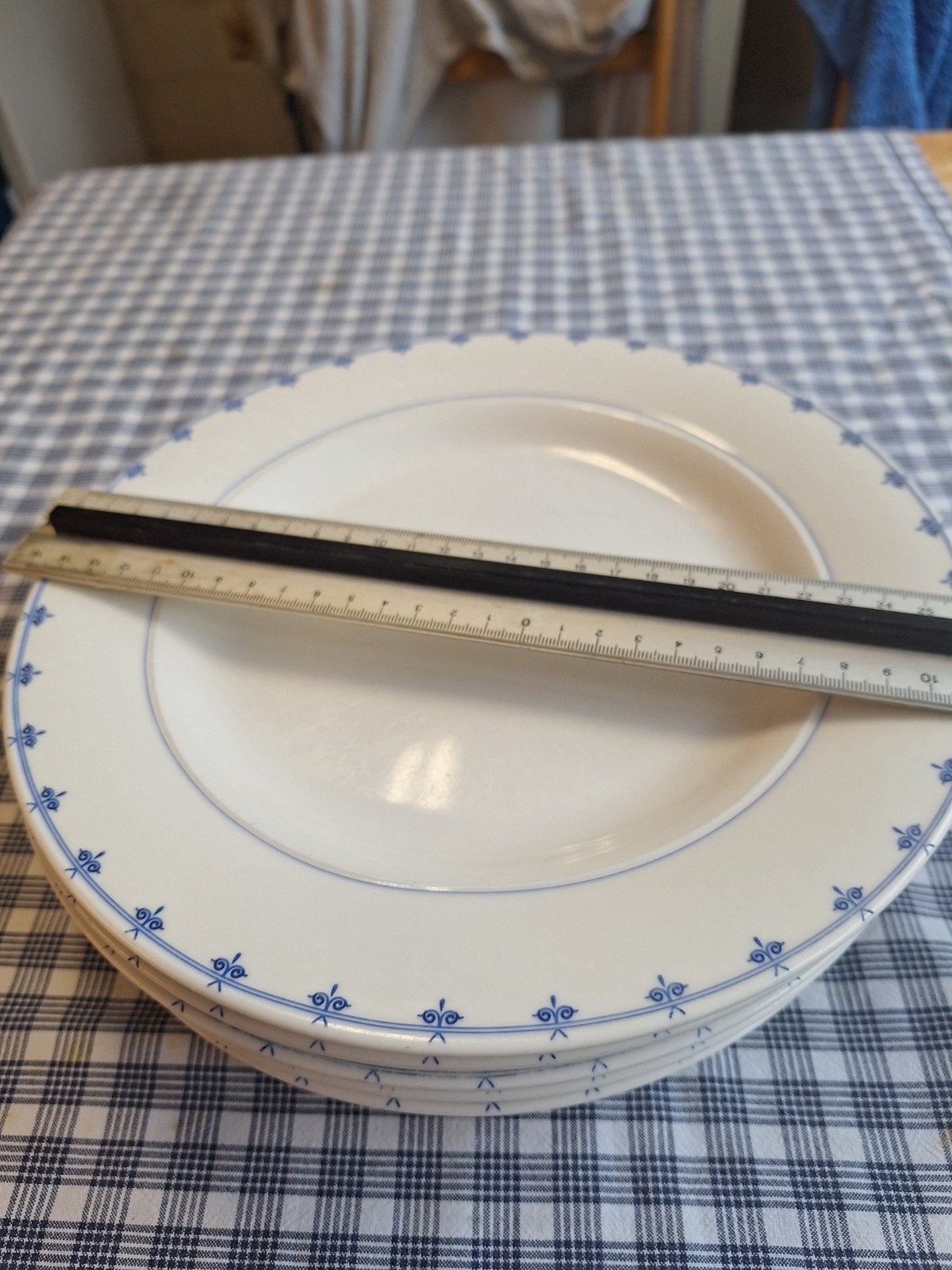 Expat borden servies platte borden gebruikt 26.5 cm 6 stuks, Ophalen, Gebruikt, Overige merken, Bord(en)