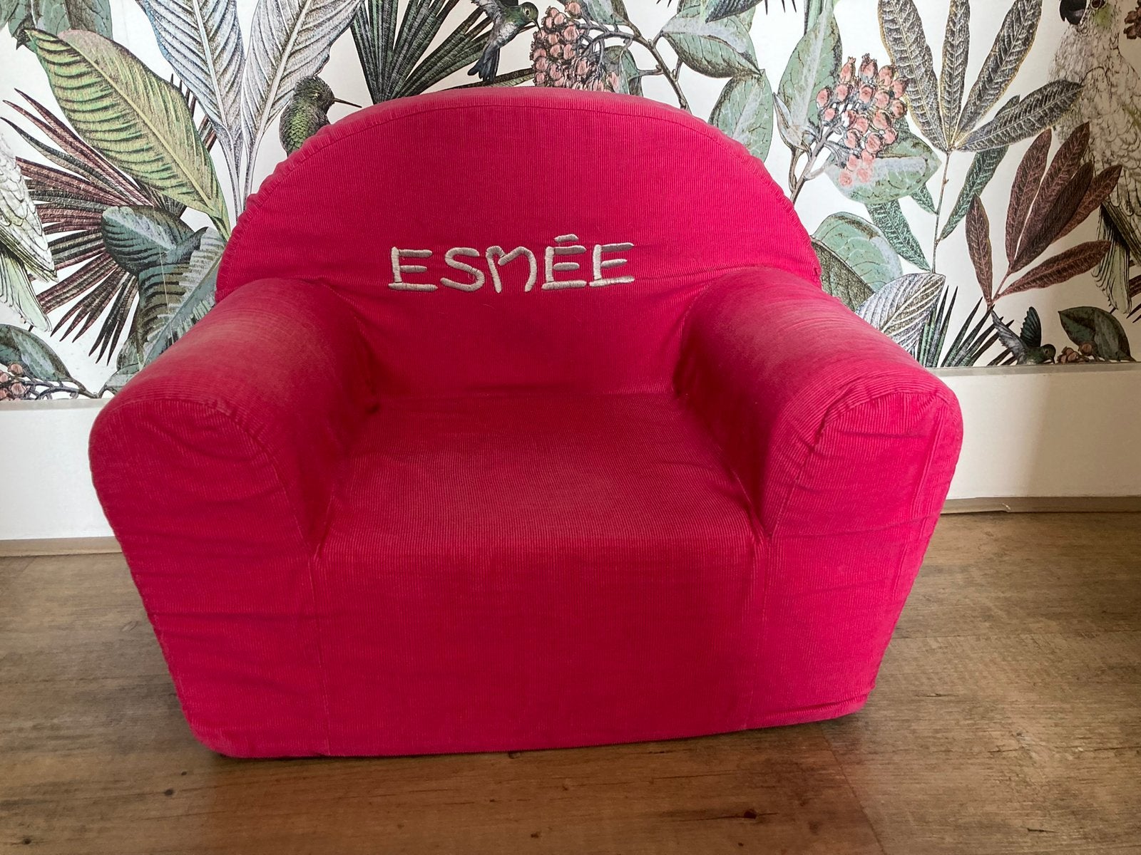 Kinderfauteuil naam Esmée roze (naam kan verwijderd), Ophalen of Verzenden, Zo goed als nieuw, Overige typen