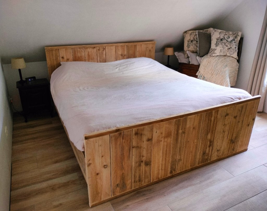 Bed 2-persoons "Kim" 120 140 180 200 210 220 massief hout, Huis en Inrichting, Slaapkamer | Bedden, Ophalen, Overige maten, Hout