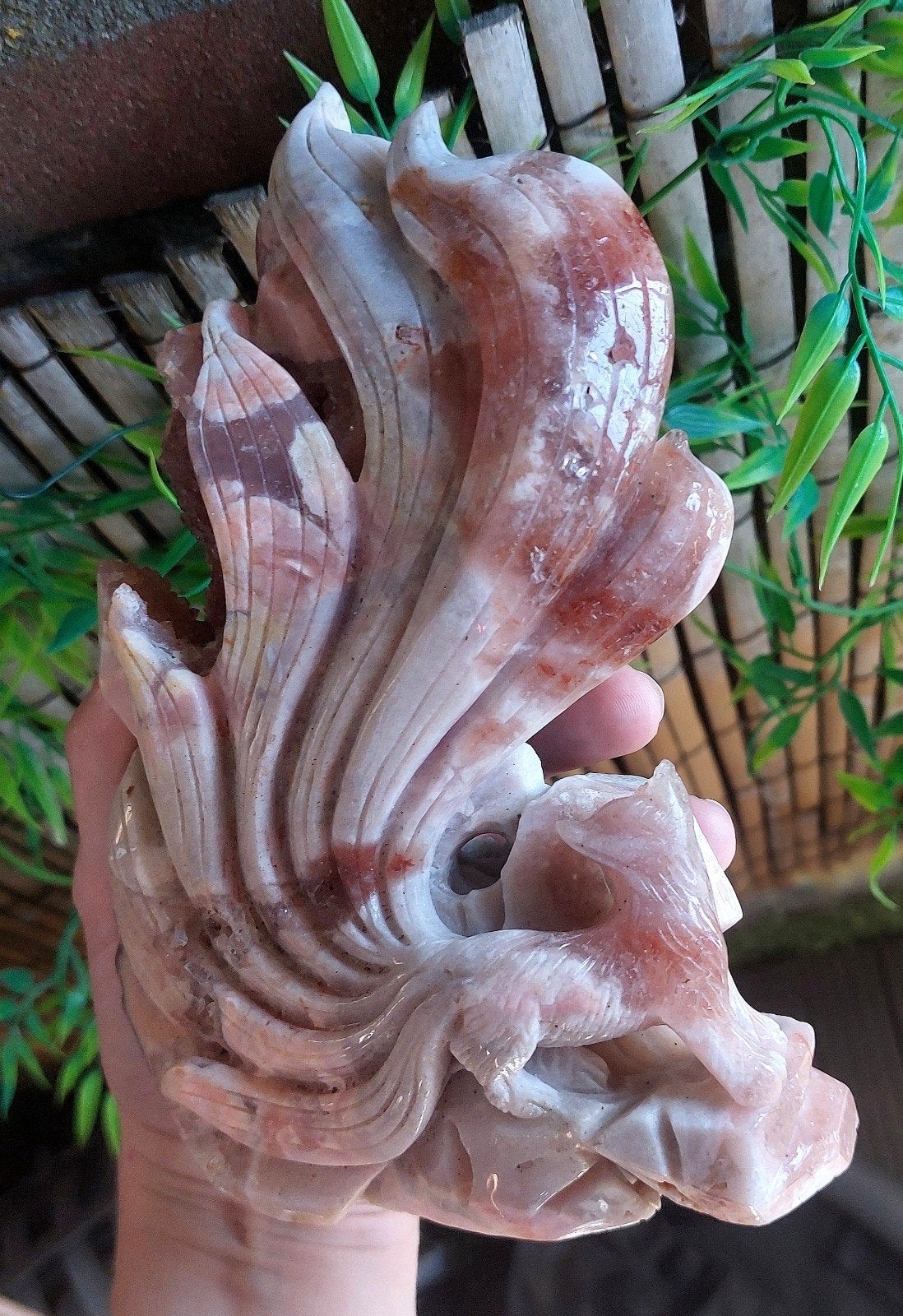 Roze Amethist Negenstaartige Vos Kitsune druzy Kristallen, Ophalen of Verzenden