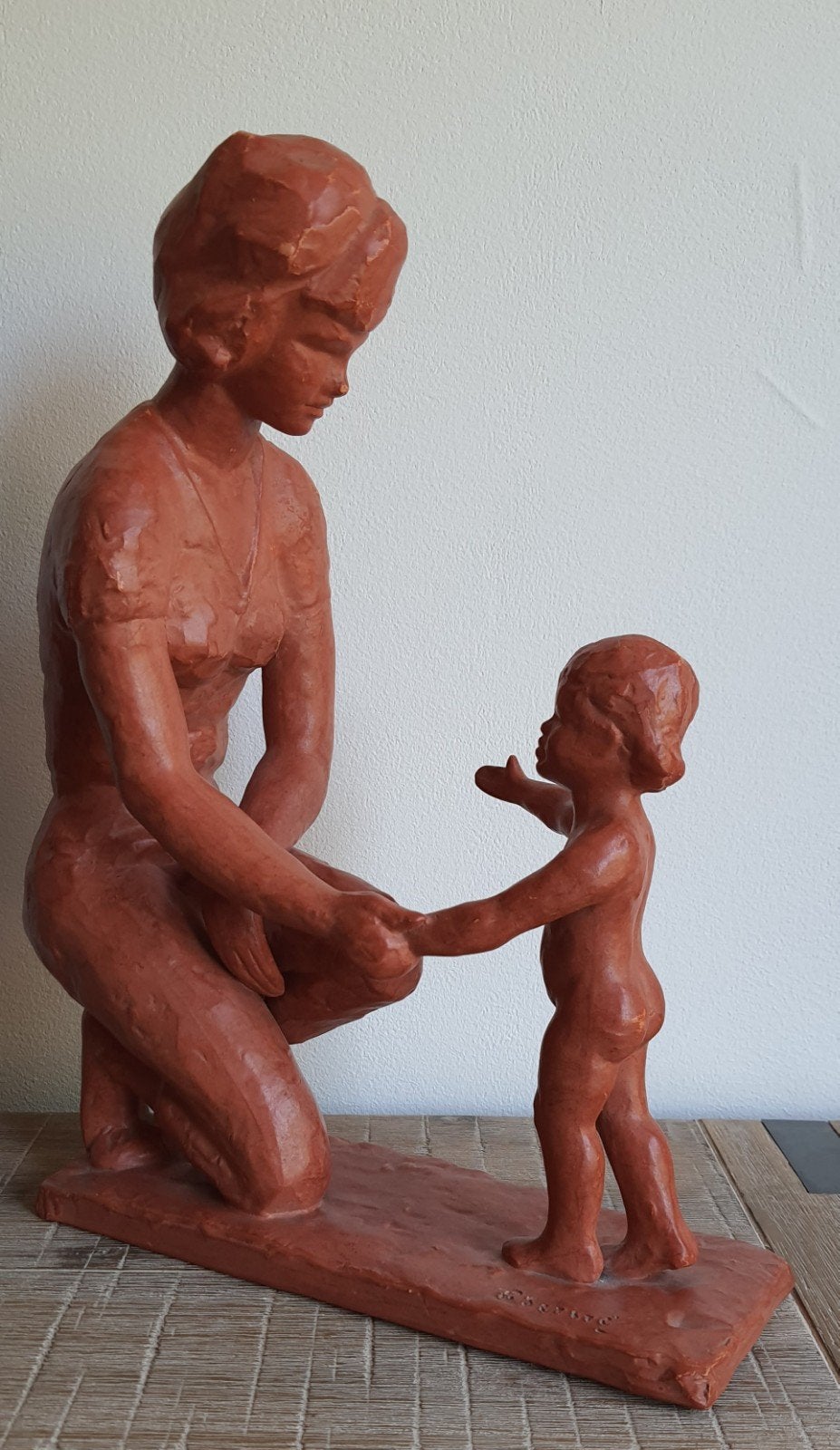 Terracotta Beeld 'Moeder en Kind' – Paul Sersté (ca. 40cm), Antiek en Kunst, Ophalen of Verzenden