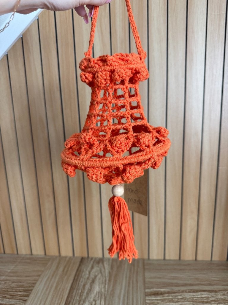Oranje gehaakte kroonluchter Ibiza stijl, Huis en Inrichting, Ophalen of Verzenden, Nieuw
