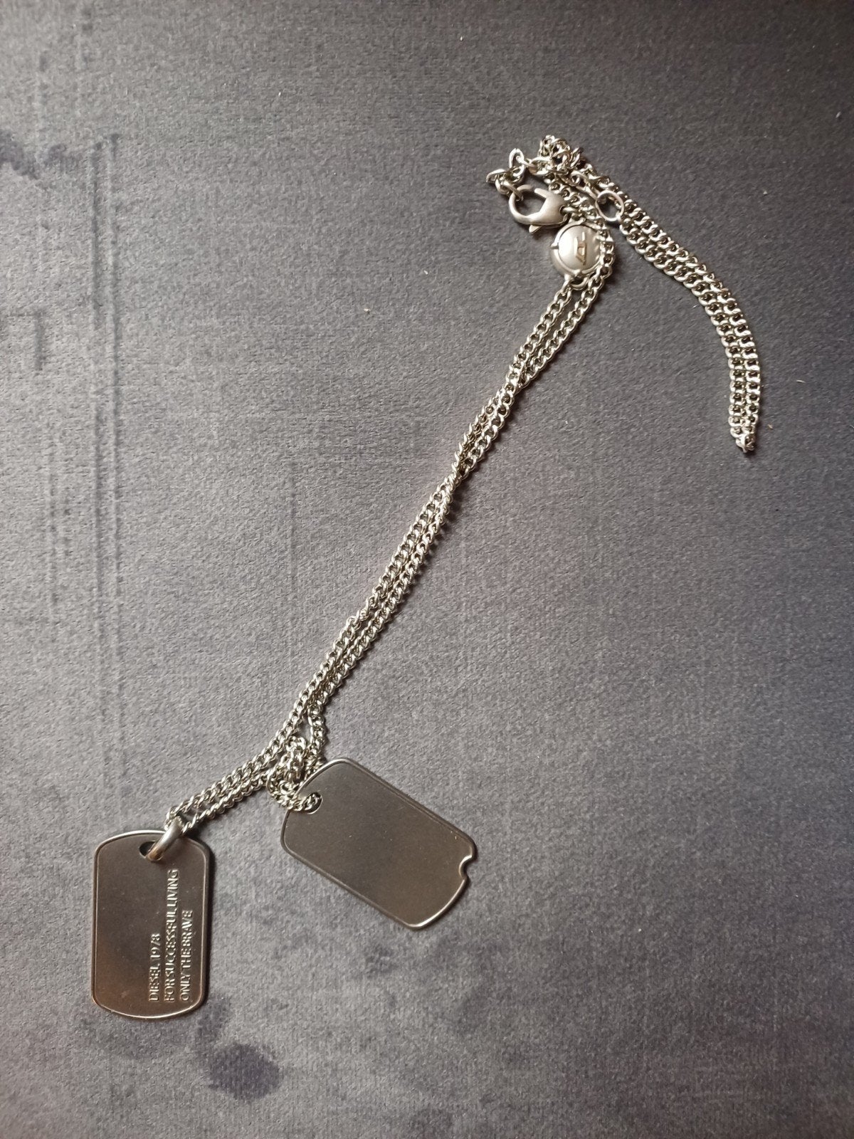 diesel heren ketting dogtag, Ophalen of Verzenden, Zo goed als nieuw, Zilver, Overige materialen
