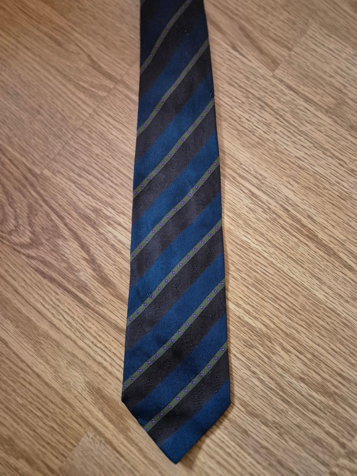 Prachtige Van Gils stropdas – 100% zijde – blauw/donkerbruin, Kleding | Heren, Blauw, Zo goed als nieuw, Met patroon, Van Gils