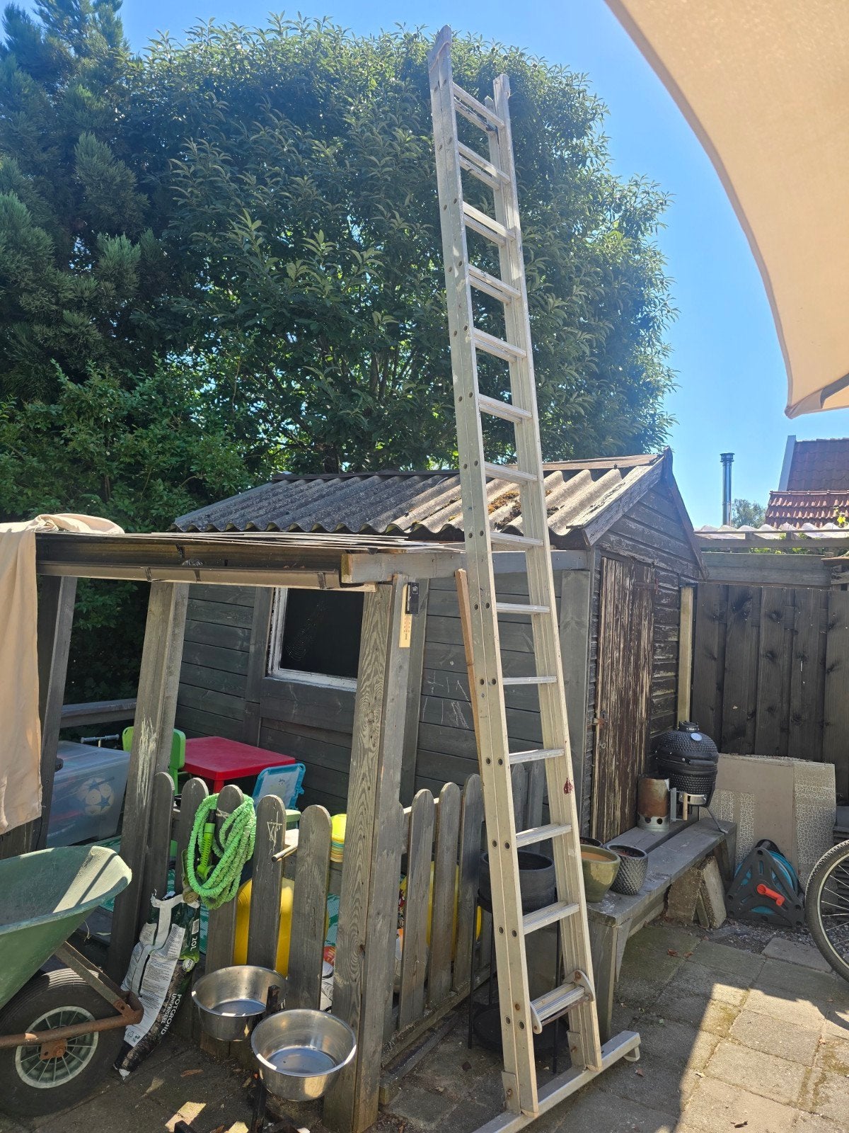 Professionele Bijstede schuifladder 6.5meter, Doe-het-zelf en Verbouw, Ladders en Trappen, Ophalen, Gebruikt, Ladder, Opvouwbaar of Inschuifbaar