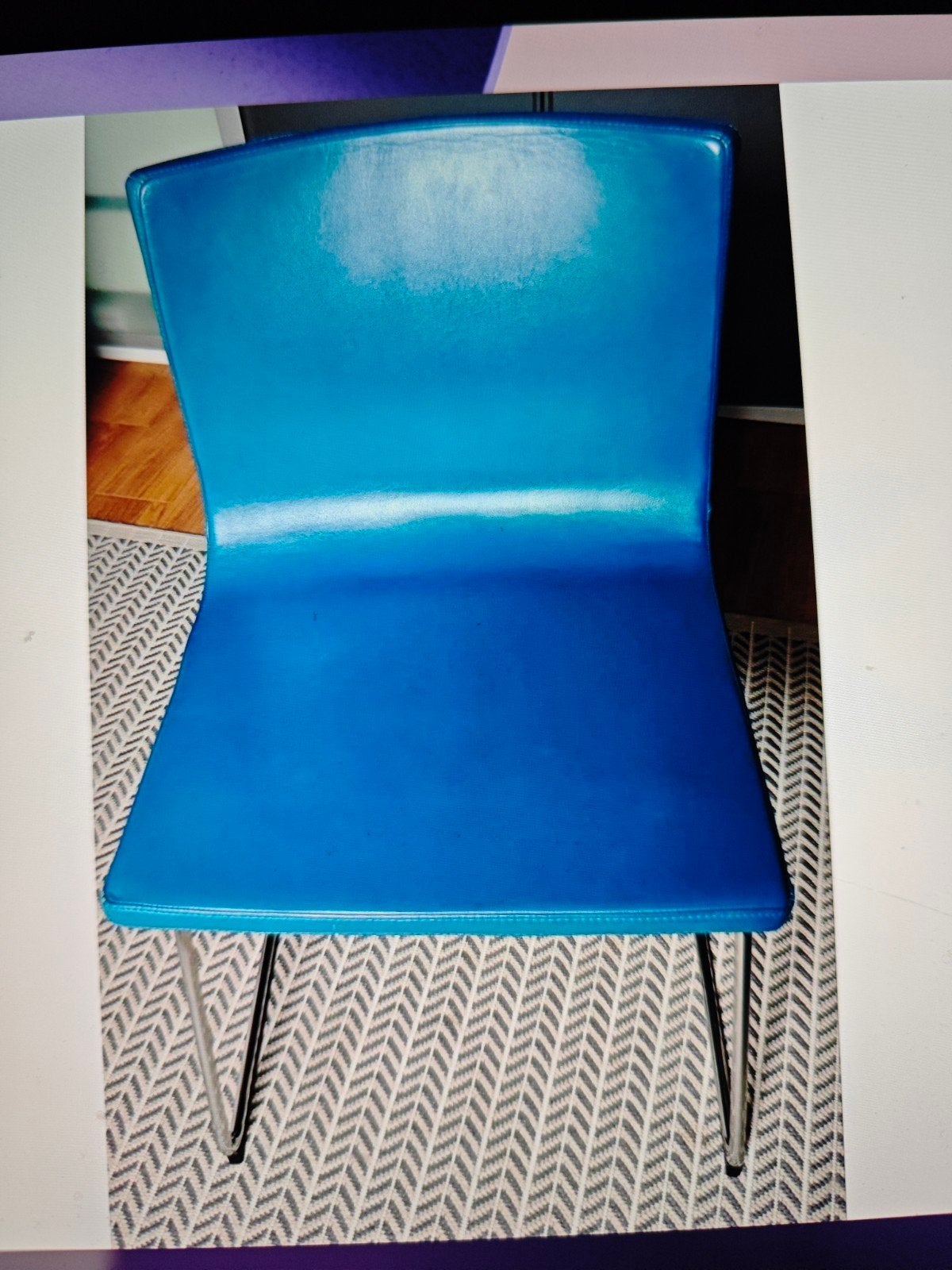 4 Moderne eetkamerstoelen -2x blauw en 2x creme wit, Ophalen, Blauw, Overige materialen, Zo goed als nieuw