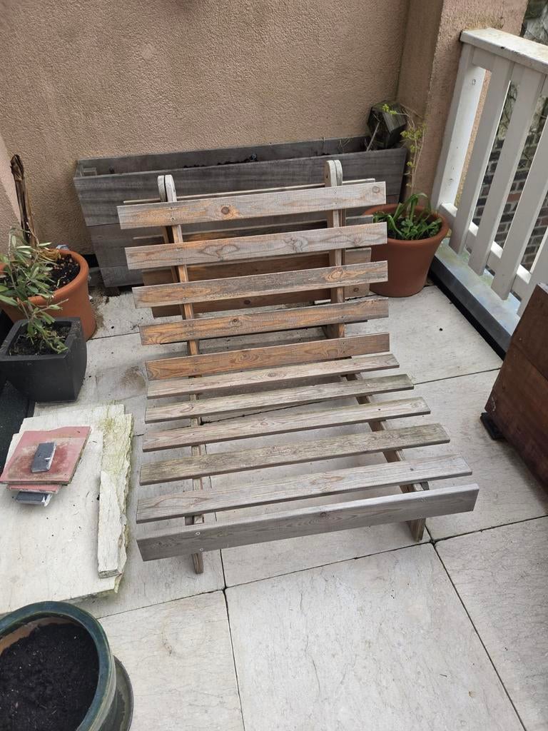 Houten balkon bankje / day bed voor in de zon, Ophalen, Hout