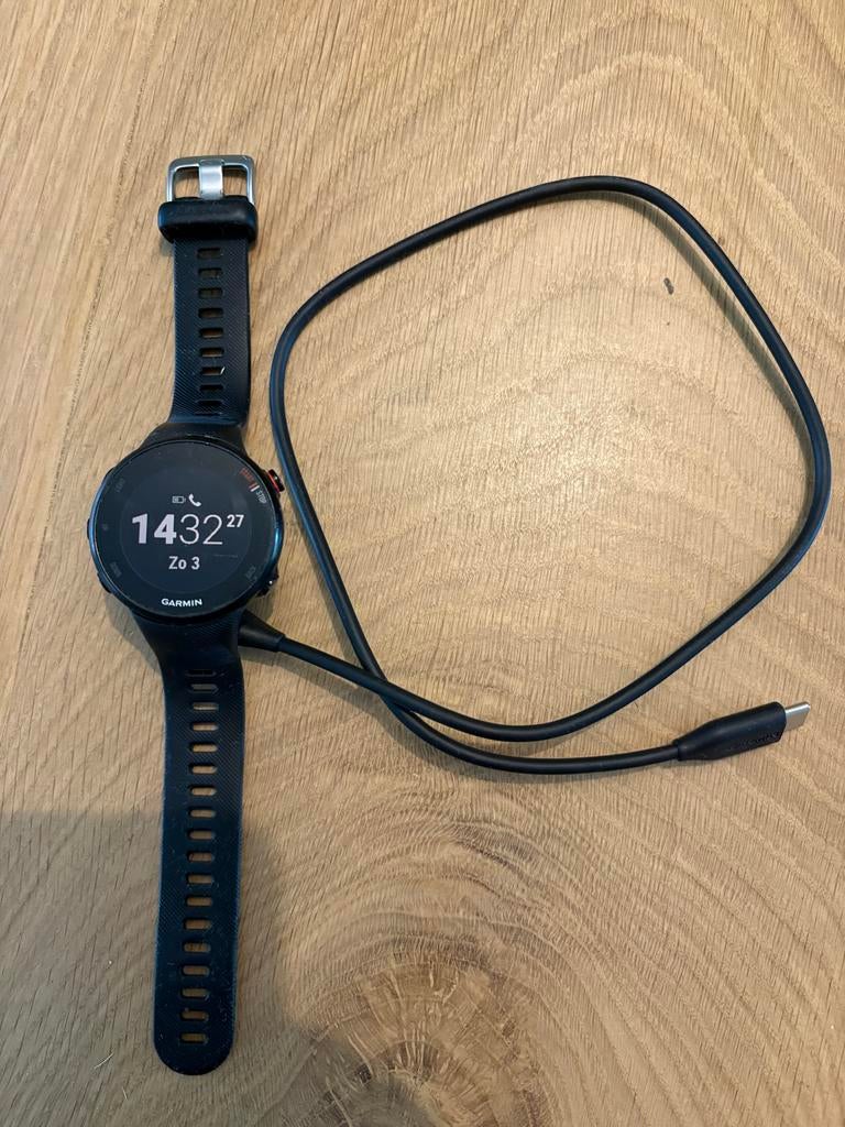Garmin Forerunner 45 sporthorloge met oplader, Zwart, Ophalen of Verzenden, Waterdicht, Android