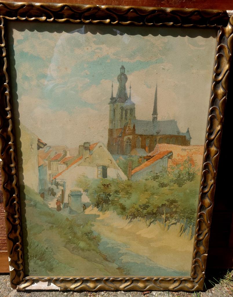 Louis TITZ (1859-1932), Aerschot (1907) Origineel litho, Antiek en Kunst, Ophalen of Verzenden