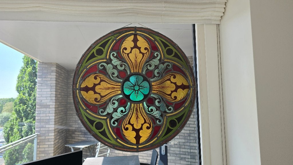 Glas in lood, zeer mooi en special (meubels diversen), Doe-het-zelf en Verbouw, Ophalen, Gevelraam of Ruit, Gebruikt, Minder dan 80 cm