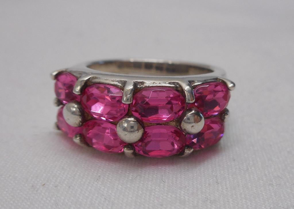Zilveren Biba ring met opvallende stenen maat 16,7 nr.1414, Verzenden, Dame, Zilver, Zilver