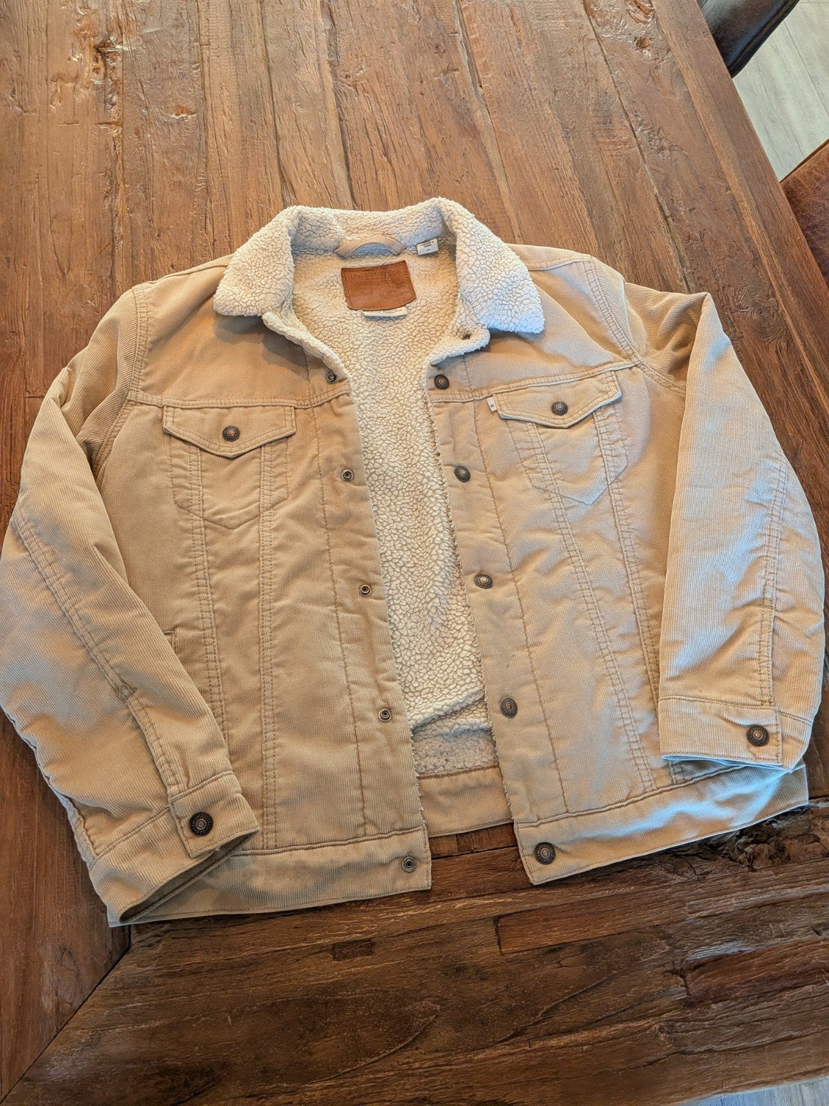 Levi's Strauss & Co Beige Corduroy Jas - Maat L, Maat 52/54 (L), Beige, Ophalen of Verzenden, Zo goed als nieuw