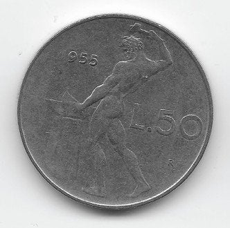 Italië 50 lire 1955 KM# 95.1, Verzenden, Italië, Losse munt