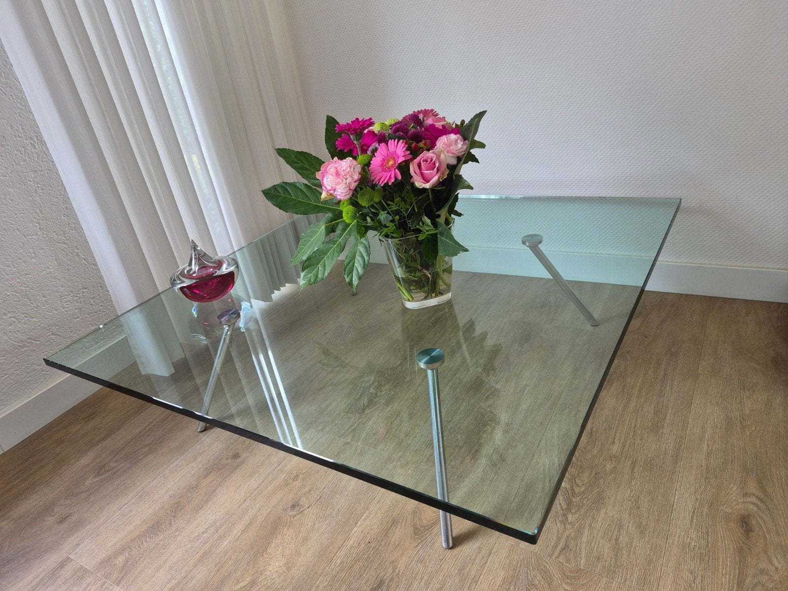 Glazen salontafel - Beek Collection - Modern design, Ophalen, Modern, Minimalistisch, Transparant, 50 tot 100 cm, Zo goed als nieuw
