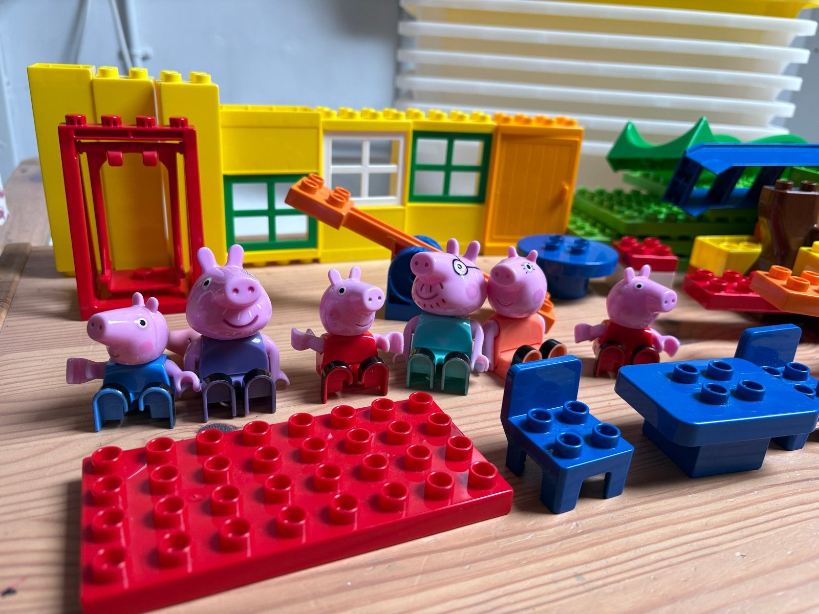 Peppa Pig Duplo set met figuren en bouwstenen, Ophalen of Verzenden, Gebruikt, Overige merken