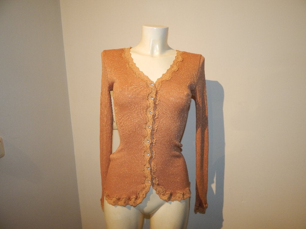 Rosemunde prachtig glinster vestje kant knoopjes sier M, Maat 38/40 (M), Verzenden, Oranje, Zo goed als nieuw