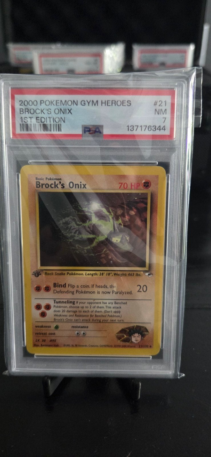 Pokemon - Gym Heroes - Brock's Onix 1st Edition PSA7, Ophalen of Verzenden, Zo goed als nieuw