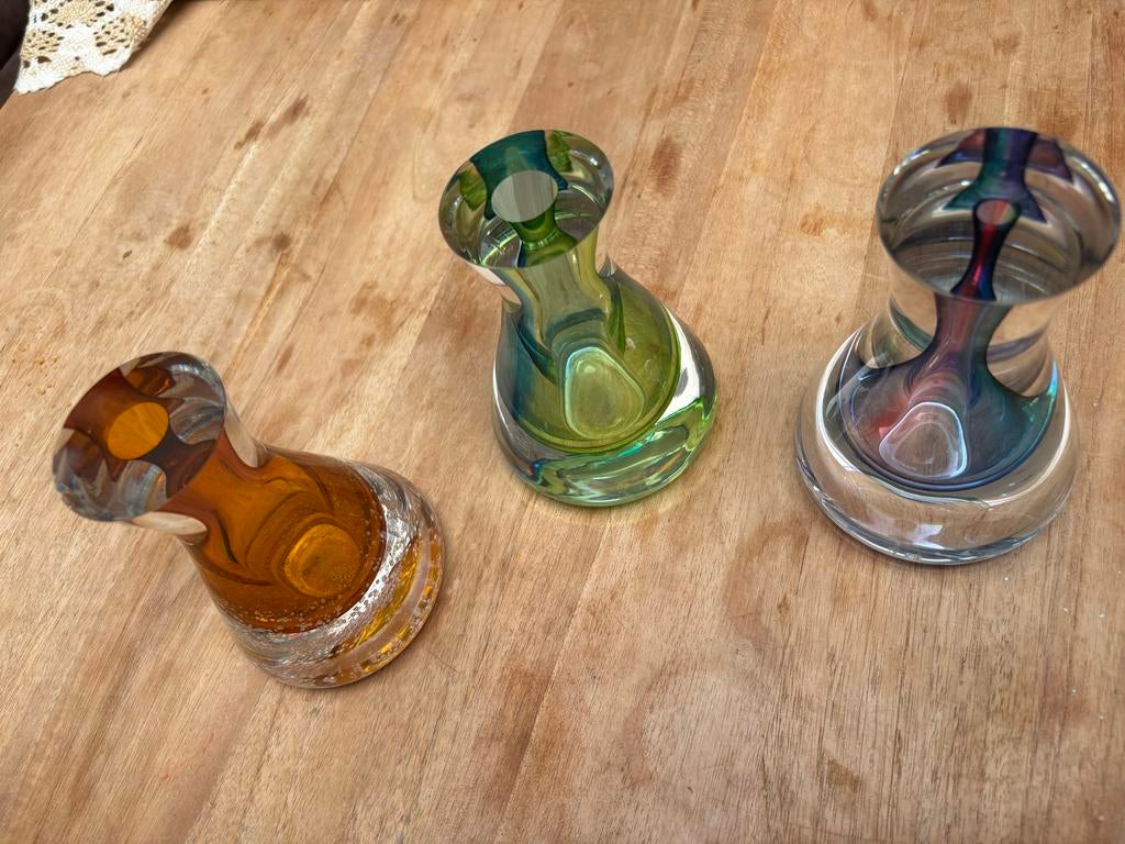 Set van 3 Royal Leerdam kristallen vazen met certificaat, Antiek en Kunst, Antiek | Glas en Kristal, Ophalen of Verzenden
