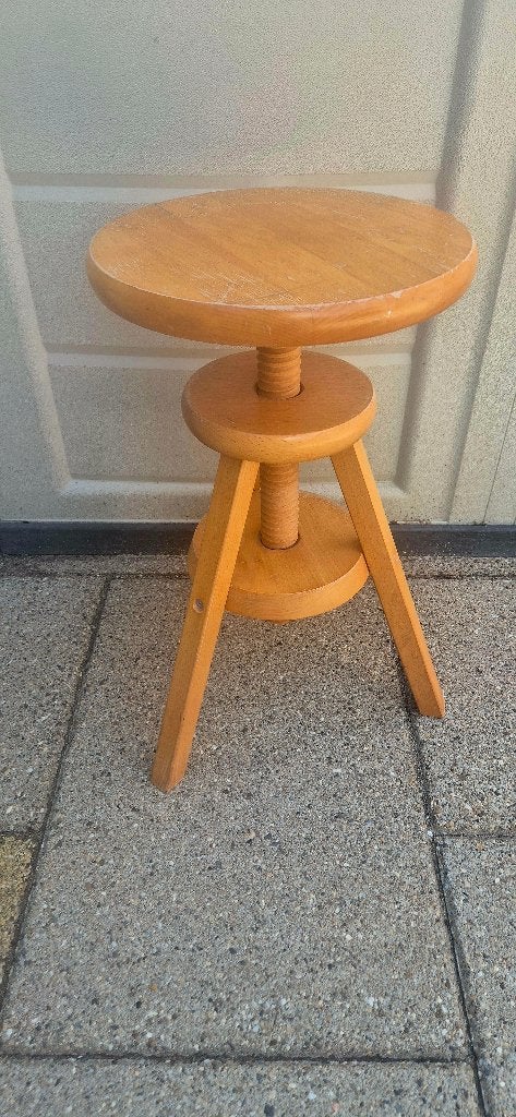 Piano kruk in hoogte verstelbaar tot 60 cm, Ophalen, In hoogte verstelbaar, Gebruikt, Hout