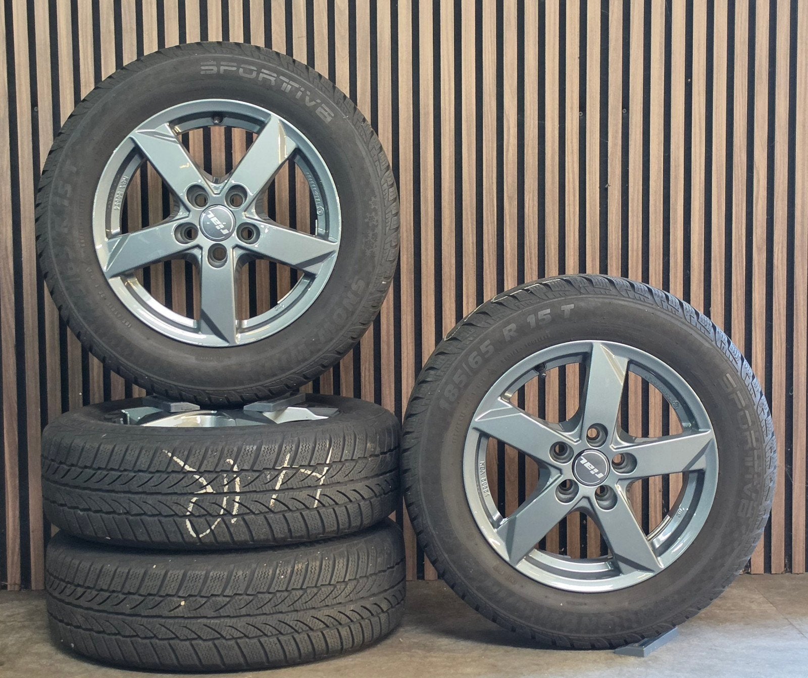 Nette 15" Rial Polo Ibiza Velgen+GOEDE Winterbanden 5x100, Auto-onderdelen, Banden en Velgen, Rial, Gebruikt, 15 inch, Banden en Velgen
