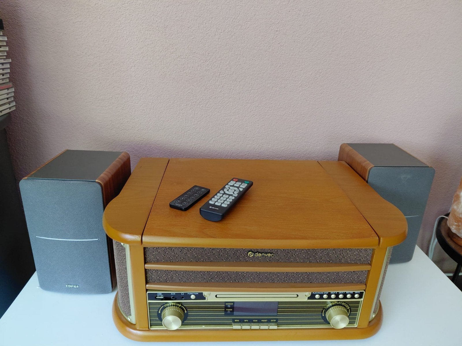 Denver Platenspeler retro met Edifier boxen, lp's, singles, Zo goed als nieuw, USB-aansluiting, Platenspeler, Ophalen