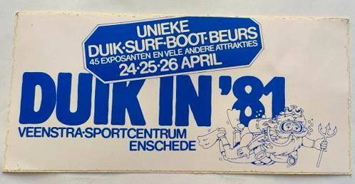 Sticker Unieke Duik-surf-boot-beurs Duik in '81 Enschede, Ophalen of Verzenden, Zo goed als nieuw, Bedrijf of Vereniging