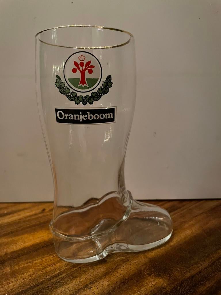 Oranje boom laarsbierglas, Verzamelen, Biermerken, Ophalen of Verzenden, Zo goed als nieuw, Glas of Glazen, Oranjeboom