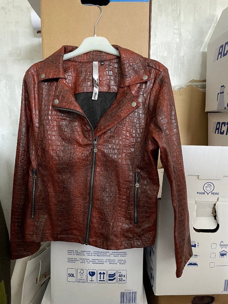 Biker jack Poools rood maat 44, Maat 42/44 (L), Ophalen of Verzenden, Zo goed als nieuw, Jasje