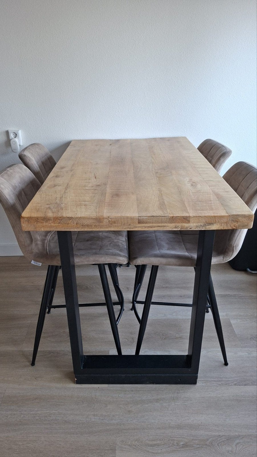Bartafel met 4 krukken - 130x80x95cm, Gebruikt, 100 tot 150 cm, 50 tot 100 cm, Vier personen
