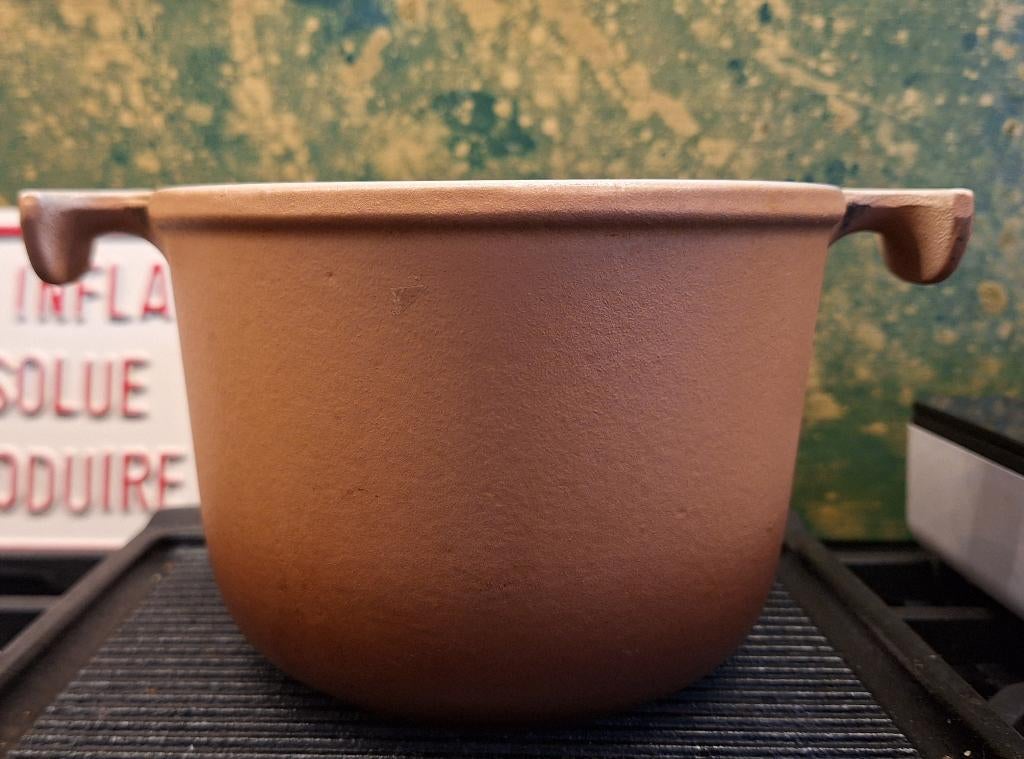 Vintage Le Creuset Enzo Mari sauzen/fonduepan no 3, Huis en Inrichting, Keuken | Potten en Pannen, Gebruikt, Overige typen, Gietijzer