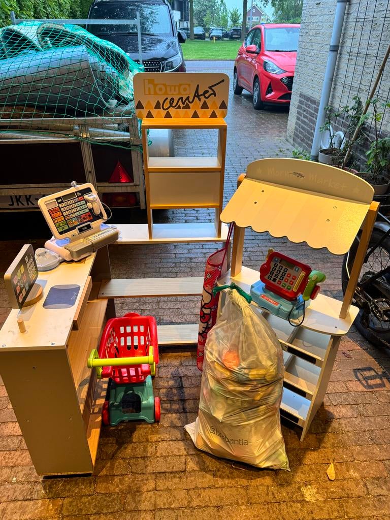 Grote Speelgoedwinkel met Kassa's, Winkelwagen en veel toebe, Ophalen, Gebruikt, Ontdekken, Met licht