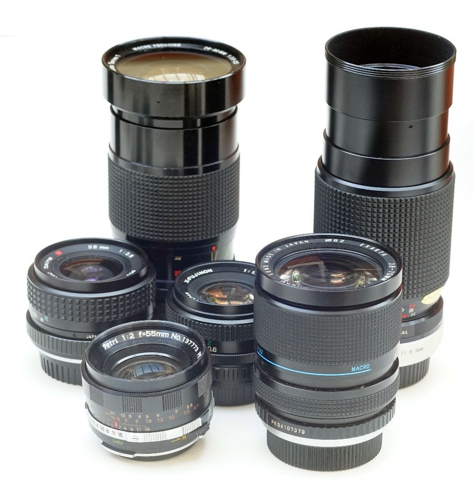 Diverse vintage lenzen (Y/C, PK, Fuji, FD, Ambi, Petri e.a.), Ophalen of Verzenden, Overige typen, Handmatige focus