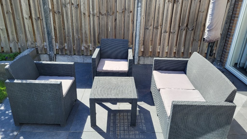Tuinset met kussens, Ophalen, Kunststof, Tuinset, Bank