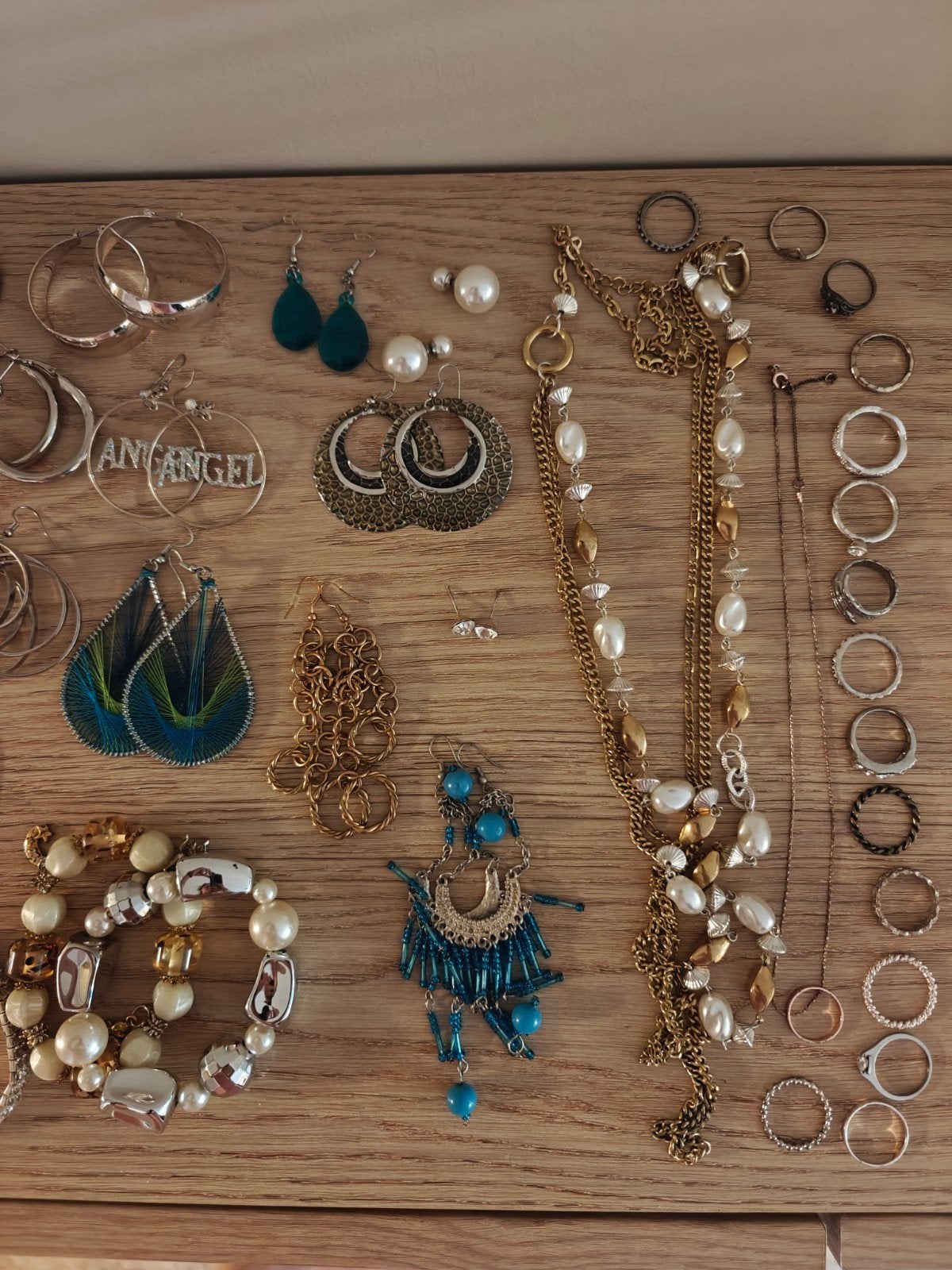 Grote partij sieraden (oorbellen, kettingen, ringen), Ophalen, Gebruikt