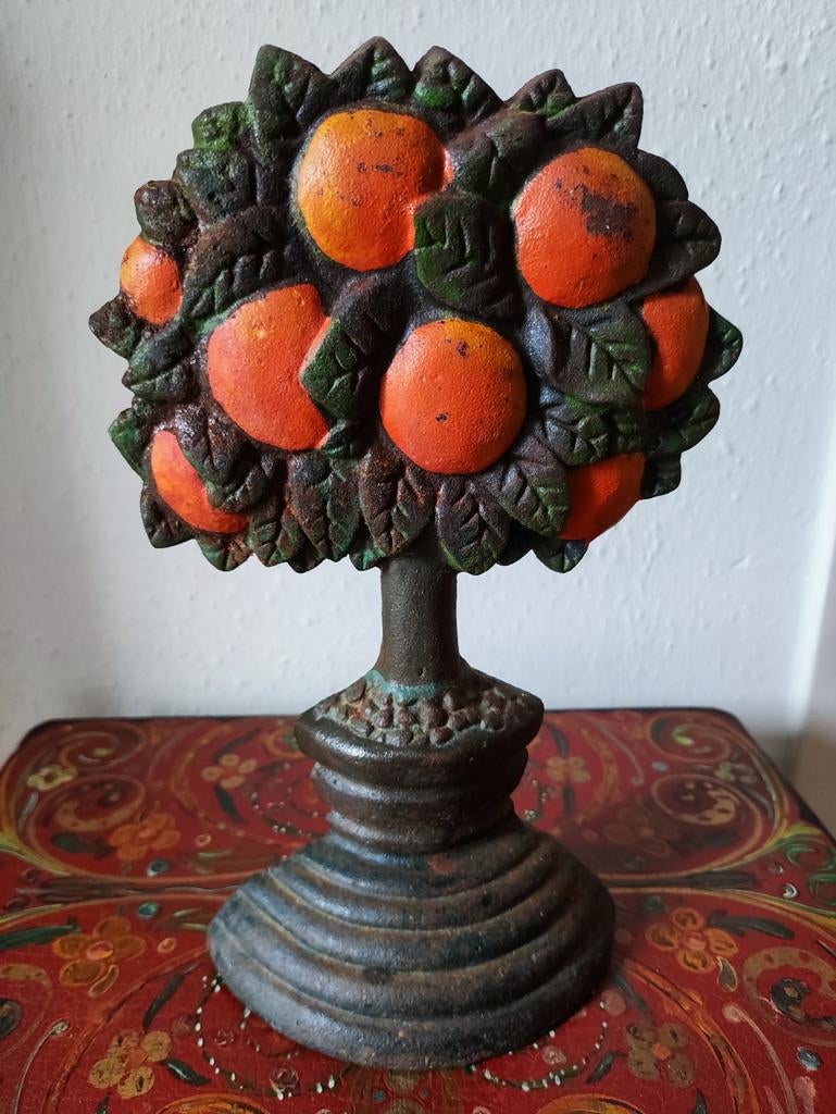 Mooie gietijzeren oranjeboom deurstopper, Antiek en Kunst, Verzenden