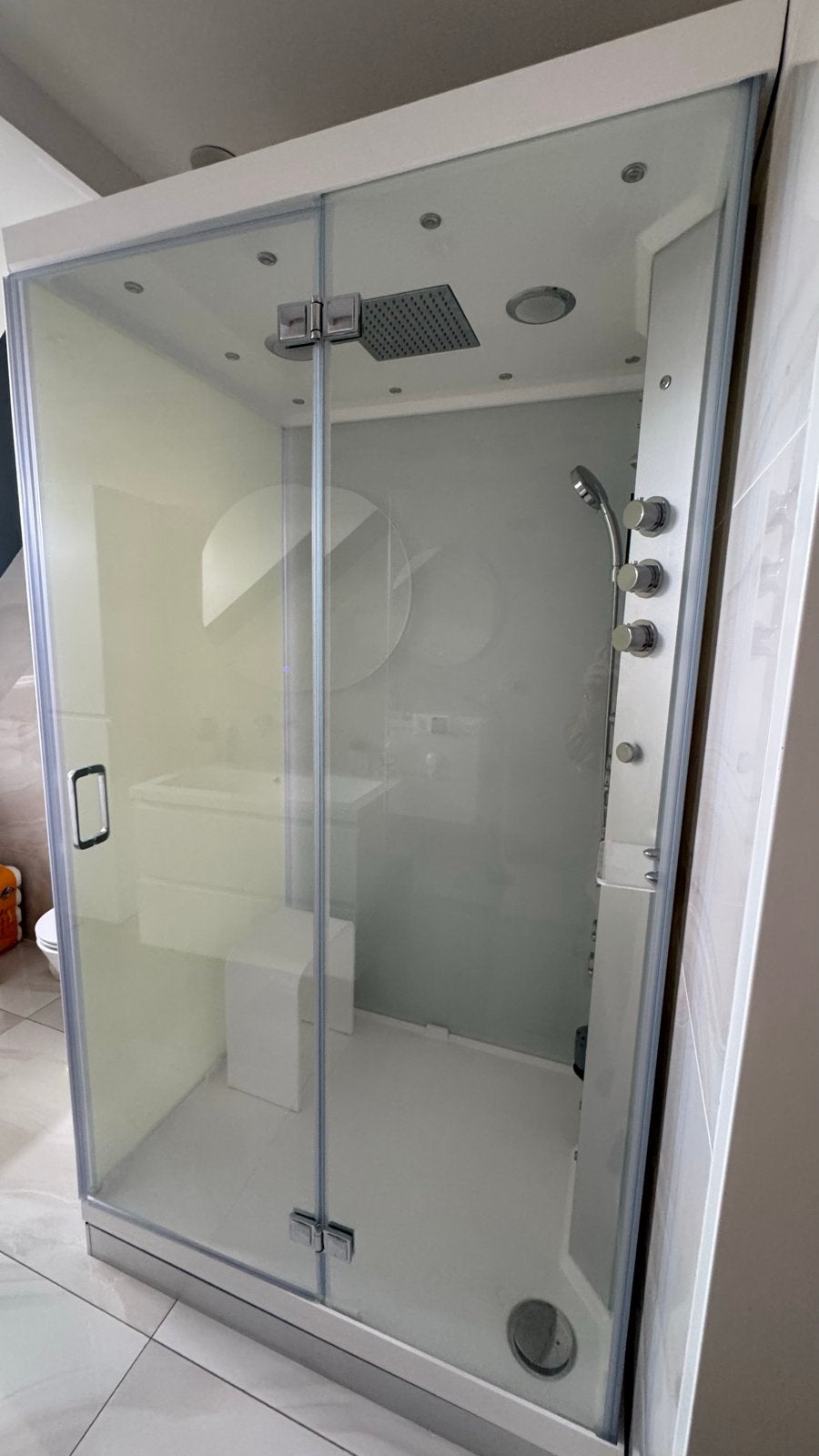Moderne stoomcabine met regendouche en jets, Ophalen, Zo goed als nieuw, Met douche