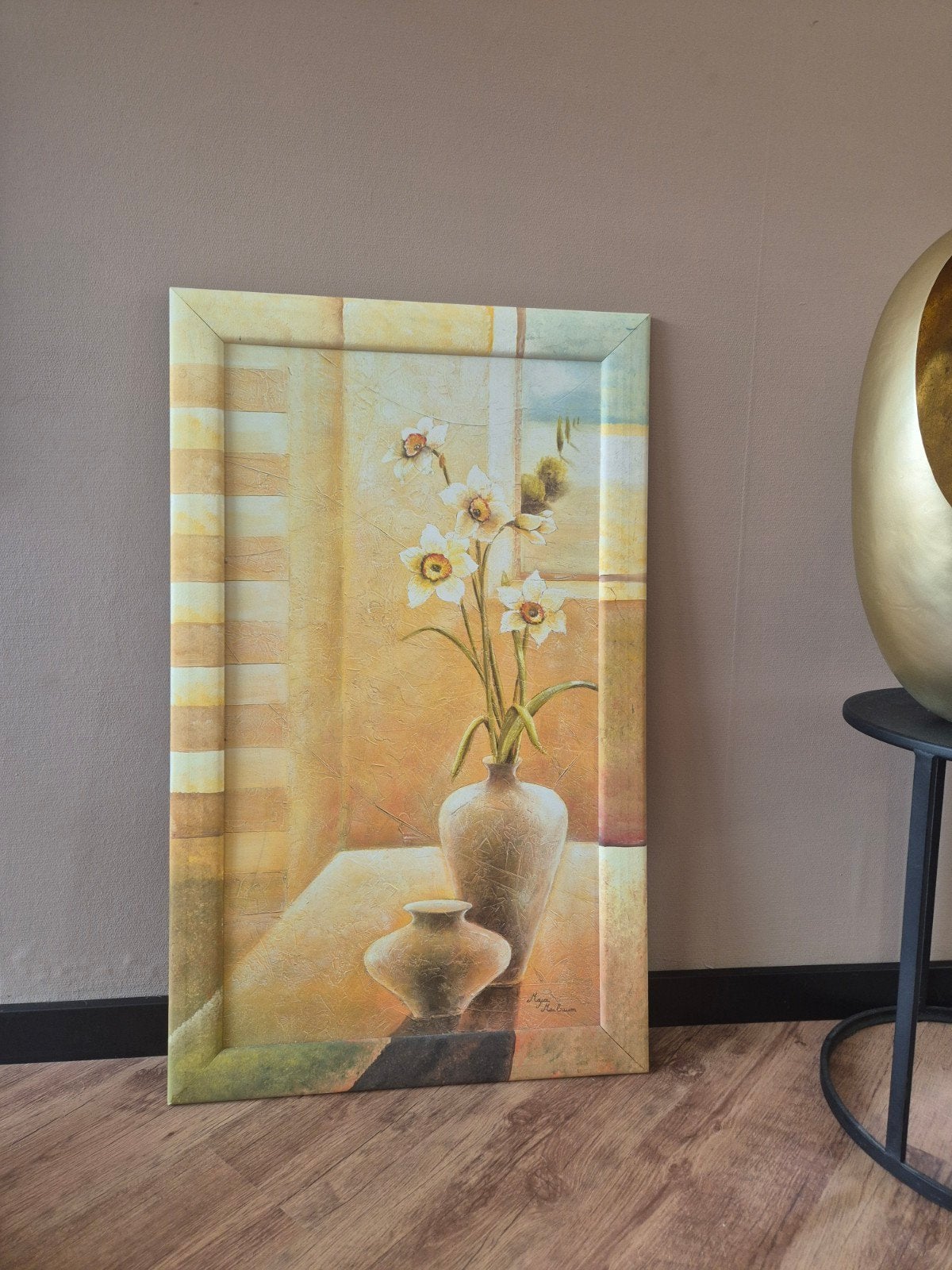 Schilderij met bloemen in vaas - Maja Haibaum, Ophalen, Acrylverf, Gesigneerd, Bloemen