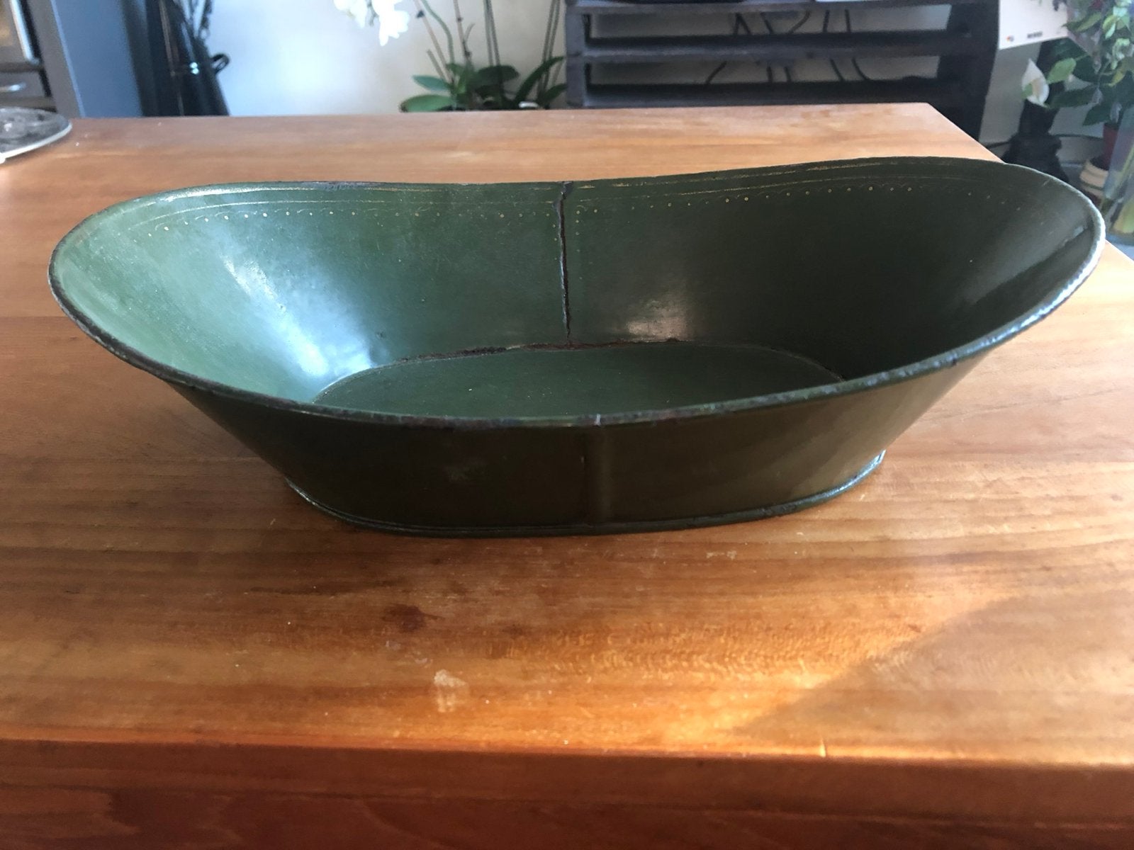 Vintage ijzeren fruitschaal 30 x 20 x 7,5 cm, Huis en Inrichting, Overige materialen, Gebruikt, Schaal, Ophalen of Verzenden