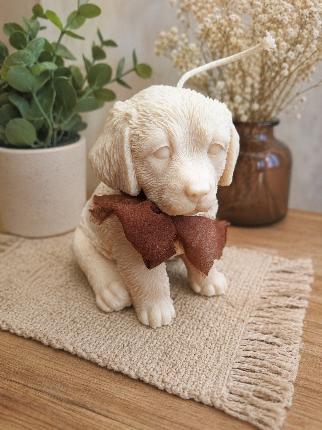 Decoratieve Kaars in de vorm van een puppy, Overige materialen, Bruin, Verzenden, Nieuw
