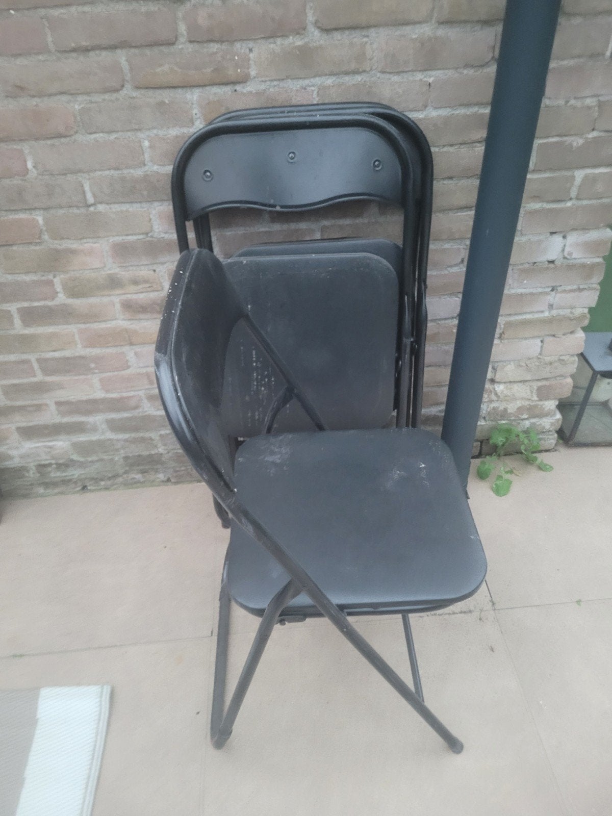 Set van 4 zwarte klapstoelen, Huis en Inrichting, Stoelen, Ophalen, Gebruikt, Zwart, Vier