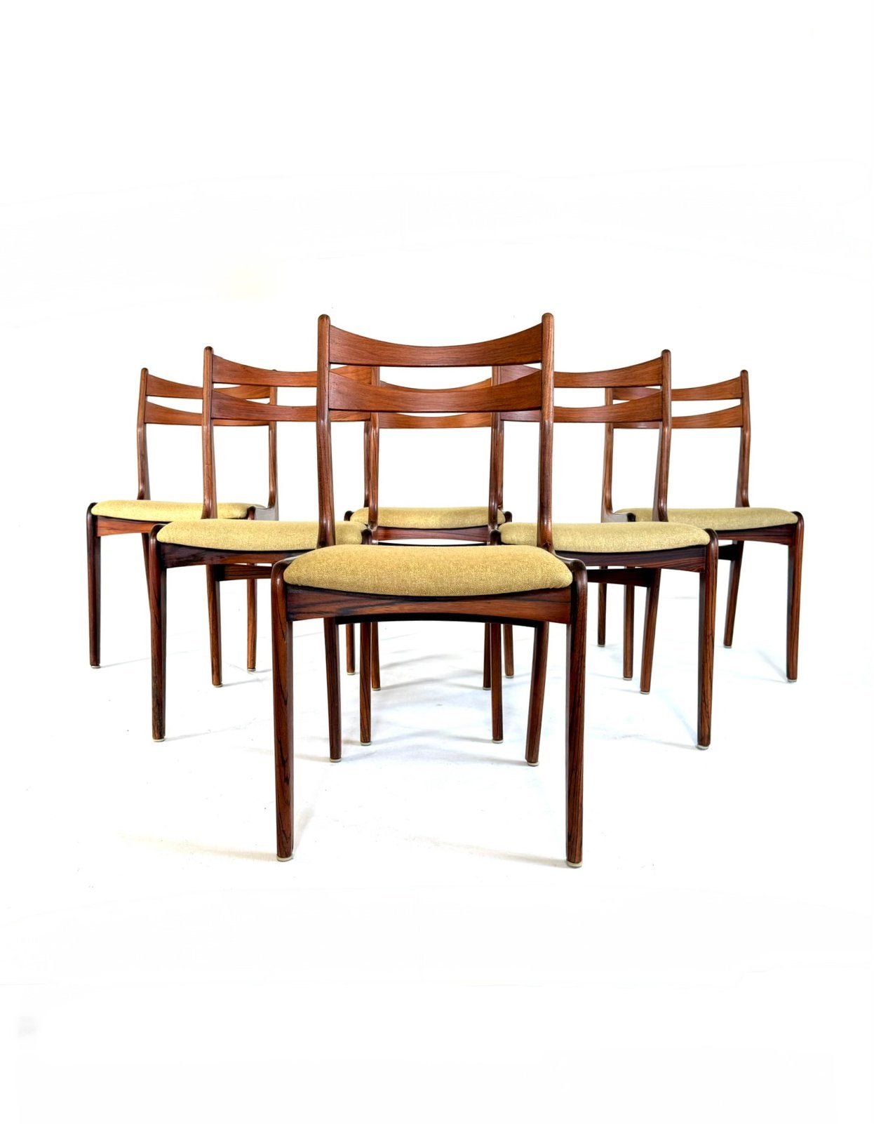 Set van 6 gerestaureerde Deense eetkamerstoelen ‘60, Hout, Ophalen of Verzenden, Zo goed als nieuw, Nvt