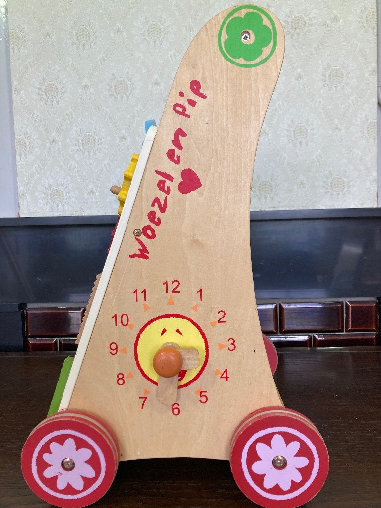 Houten loopwagen Woezel en Pip met activiteiten, Gebruikt, Overige merken, Overige karakters, Overige typen