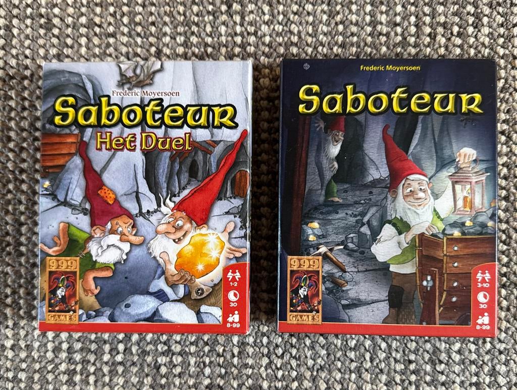 Saboteur & Saboteur Het Duel Bordspellen - 999 Games, Een of twee spelers, Ophalen of Verzenden, Zo goed als nieuw