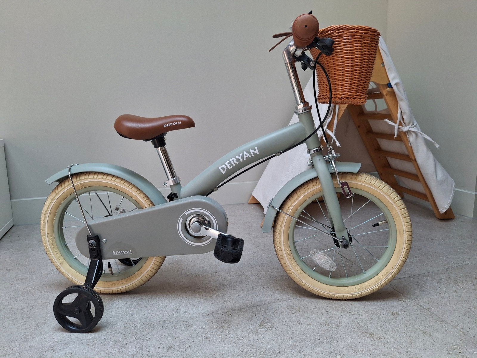Deryan kinderfiets 14 inch 3-in-1 loopfiets groen, Ophalen