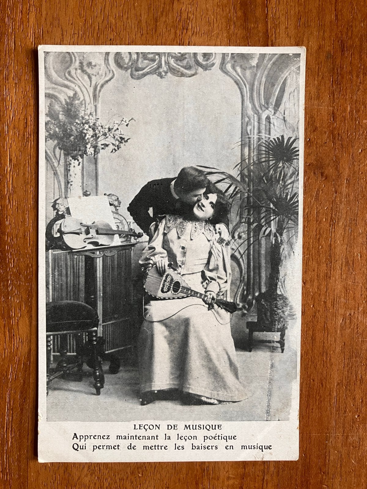 Antieke Franse Ansichtkaart - Leçon de Musique, Ophalen of Verzenden, Voor 1920, Ongelopen, Muziek