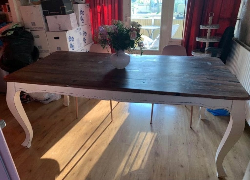 Eettafel landelijk, Gebruikt, Eikenhout, 200 cm of meer, Vijf personen of meer