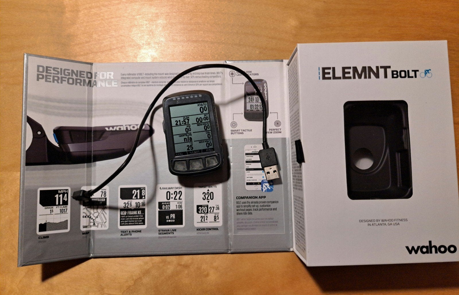 Wahoo Elemnt Bolt V1 GPS Fietscomputer, Ophalen of Verzenden, Draadloos, Gebruikt